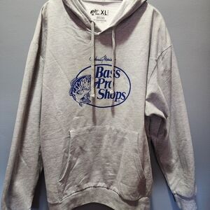 Bass Men’s Gray Hoodie with Blue Bass Pro Shops Logo
